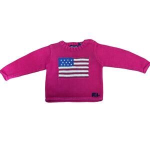 Vintage 1990's Ralph Lauren Made in Japan American Flag Sweater 2T